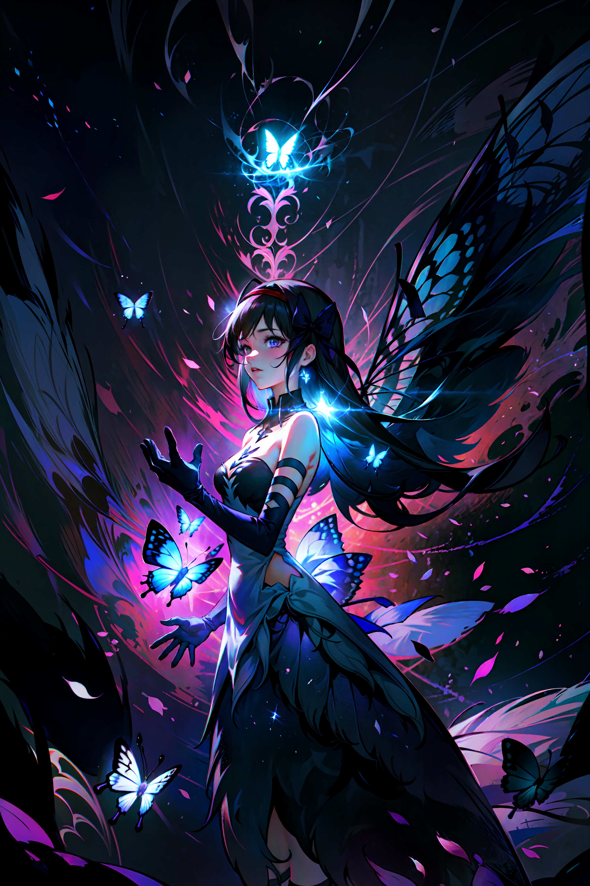 00594-1776052686-de-homura, 1girl, akemi homura, akuma homura, solo, long hair, gloves, thighhighs, black hair, wings, elbow gloves, argyle, purp.png